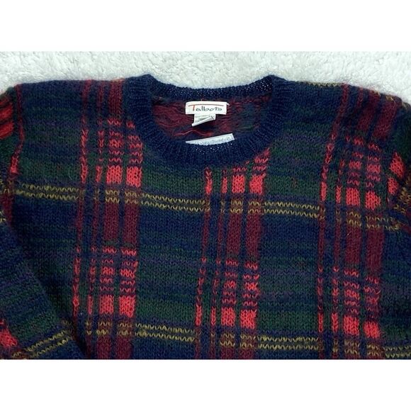VINTAGE Talbots Wool Blend Sweater Mens M Mohair Plaid 80s Retro Christmas RARE - Picture 2 of 16